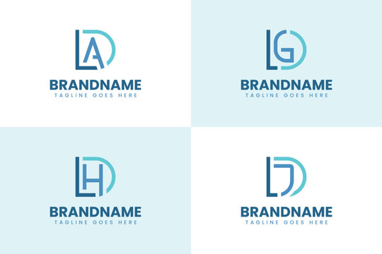 Letters DLA DLG DLH DLJ Monogram Logo Set, for brand with LAD LGD LHD LJD initials