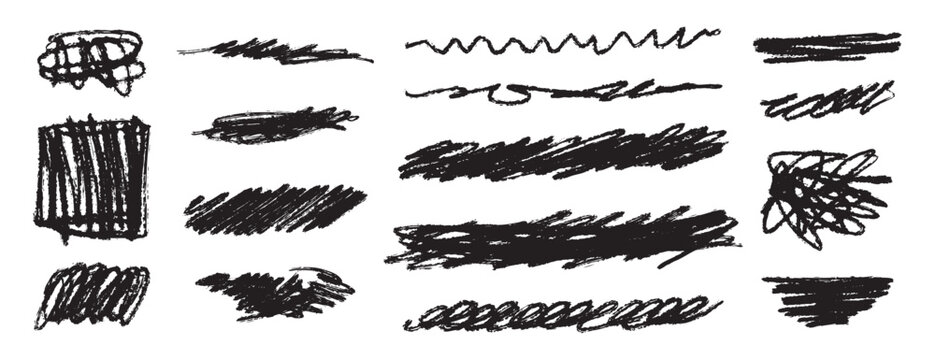 scribble grunge doodle line set. hand drawn lines messy pencil brush shapes and charcoal smears.
