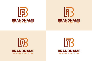Letters BLF BLI BLQ BLY Monogram Logo Set, for brand with LFB LIB LQB LYB initials