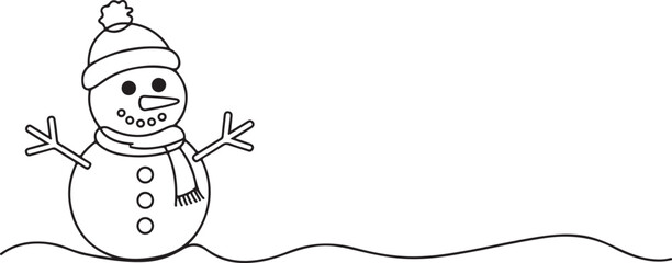 Snowman line art style vector illustration