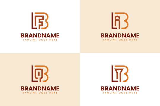 Letters BLF BLI BLQ BLY Monogram Logo Set, for brand with LFB LIB LQB LYB initials