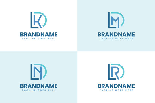 Letters DLK DLM DLN DLR Monogram Logo Set, for brand with LKD LMD LND LRD initials