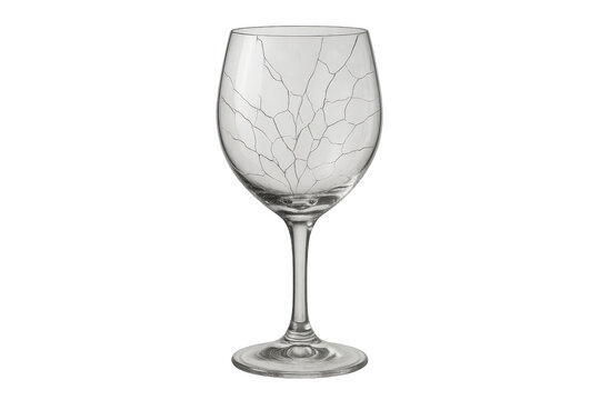 Broken wine glass showing fragility and risk, conceptual representation of damage, crisis, or stress on transparent background