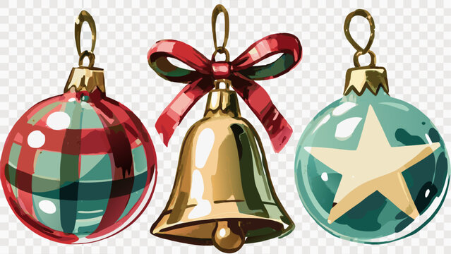 Festive Christmas ornaments with a watercolor style bring holiday cheer and a joyful seasonal spirit