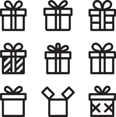 Vector Gift Box Icons, Holiday Presents