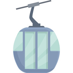 Modern Cable Car Gondola With Transparent Background For Transportation Or Ski Resort Illustration In Blue and Gray Tones