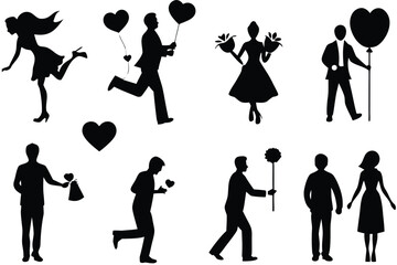 Romantic couple silhouettes vector bundle for valentine's day and love themed designs