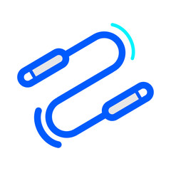 Modern blue jump rope icon, fitness and exercise equipment for athletic training, dynamic cardio workout, scalable vector graphic for sporty lifestyle visuals