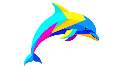 Colorful geometric dolphin illustration modern vector design isolated on white background perfect for logo design or branding