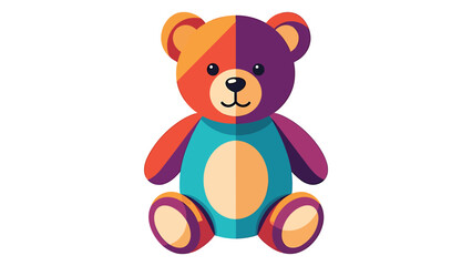 Colorful teddy bear illustration flat vector design of a cute stuffed animal isolated on white background