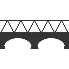 Black Silhouette Of A Truss Bridge With Arched Supports Against A White Background Architectural Structure Design Element