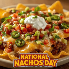 Delicious loaded nachos covered in toppings perfect for celebrating national nachos day