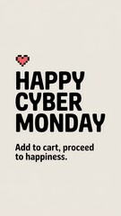 Naklejka premium Playful minimal card celebrating Cyber Monday with a heart for added joy and excitement in online shopping
