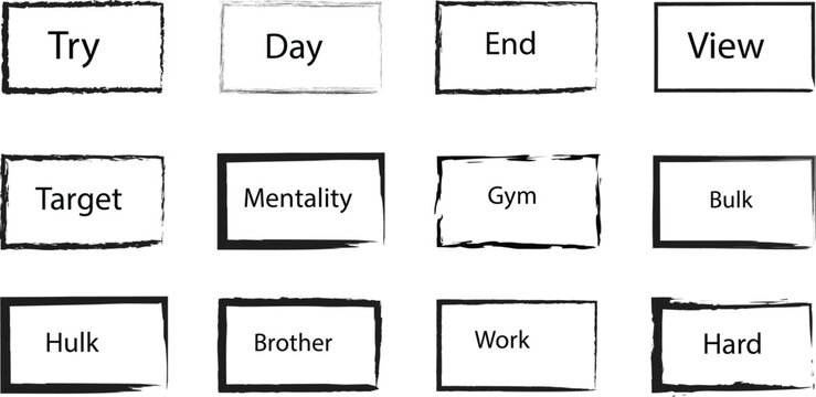 Title (Minimum 10 words): Motivational Word Collection in Hand-Drawn Sketch Boxes Representing Fitness, Effort, and Goals