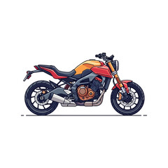 Obraz premium A detailed illustration of a modern motorcycle, showcasing its design and features.