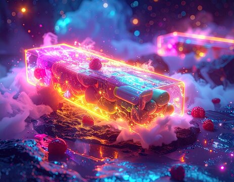 Neon Futuristic Holographic UI with Glowing Buttons - Powered by Adobe