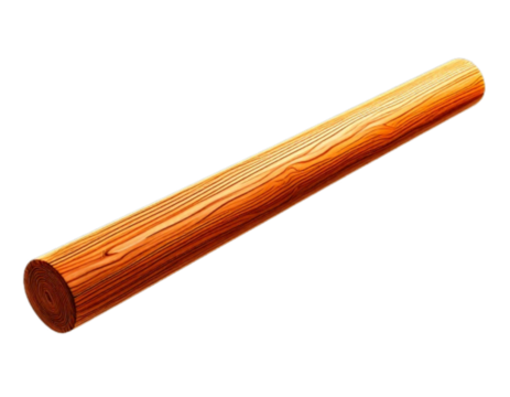  Minimal 8k Wooden Rod Icon with Rounded Ends, Glossy Plastic Style PNG
