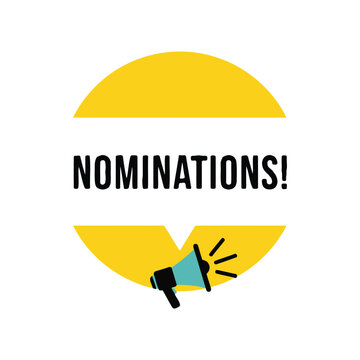 Announcing nominations with a megaphone and bold text on a yellow circle