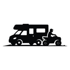 Black Silhouette of Recreational Vehicle and ATV Rider © Irfan Afandi