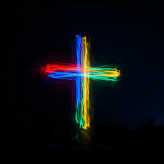 light cross in the night