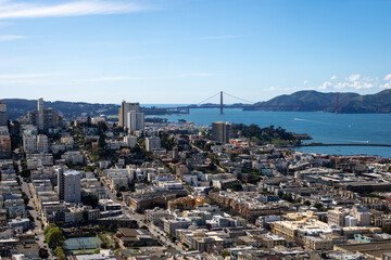 Panoramic view of San Francisco Bay and downtown skyline, USA