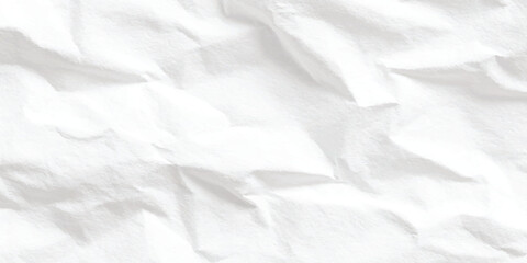 Abstract white crumpled paper texture background with sharp creases, shadows, and copy space, a blank canvas for design.