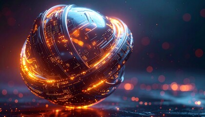 blending high-tech and abstract concepts, with a focus on artificial intelligence, data, and connectivity. The dark background with bokeh effect creates a mysterious and high-tech atmosphere