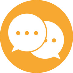 Orange Circle Icon With Two White Speech Bubbles Inside Representing Conversation And Communication On A Transparent Background