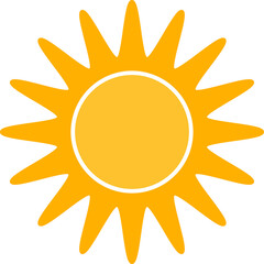Bright Yellow Sun Icon with Jagged Rays and Circular Center on Transparent Background