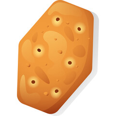 Close Up Of A Cartoonish Potato With Dark Spots And Soft Shadows Isolated On Transparent Background