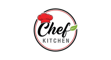 Chef kitchen logo featuring a red lantern and green leaf symbolizing asian cuisine