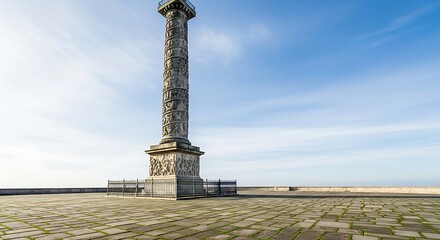 Historic monument standing tall against a bright blue sky