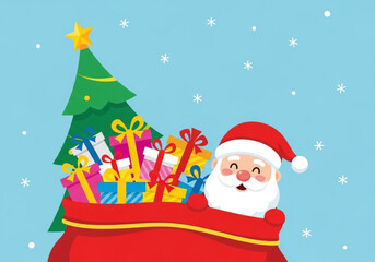 santa claus with gifts. Christmas card with Santa Claus. Christmas celebration vector. Christmas gifts vector.