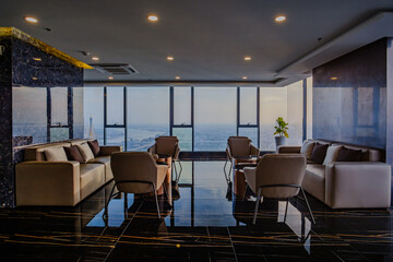 a view of high floor condominium common living room
