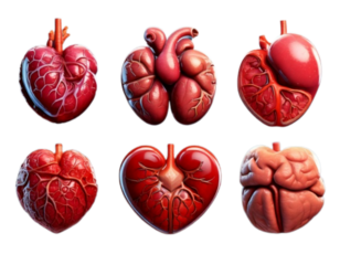 Glossy 3D Anatomy Icons Set – Lungs, Heart, Brain, Liver, Kidneys, Stomach, Minimal Emoji PNG