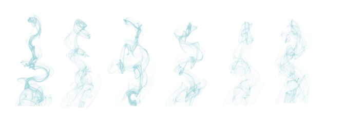 Soft blue smoke swirl set isolated on white background, perfect for abstract art, vapor effects, and digital design elements. Gentle mist motion texture. Airy smoke illustration collection.