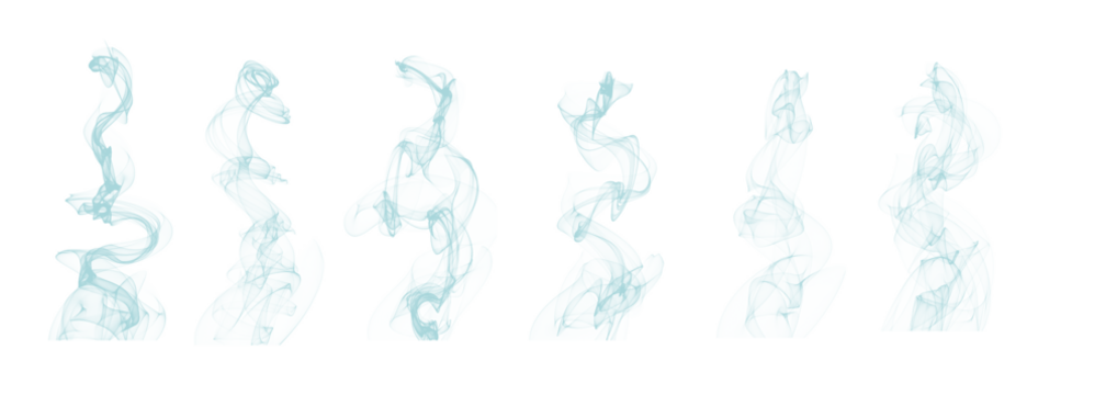 Soft blue smoke swirl set isolated on white background, perfect for abstract art, vapor effects, and digital design elements. Gentle mist motion texture. Airy smoke illustration collection.