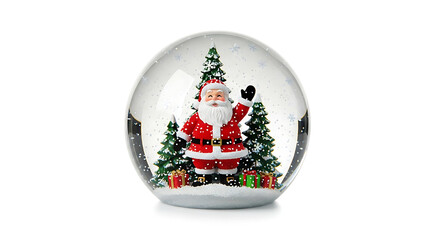 Santa Claus snow globe with trees and gifts christmas
