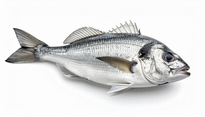 Obraz premium European Sea Bass (Dicentrarchus labrax) Isolated on White Background – Marine Species Identification