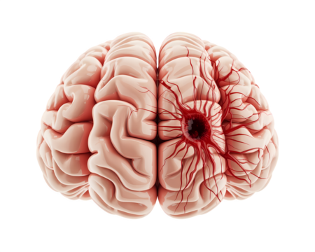 3d rendered illustration of human damage brain on transparent background.