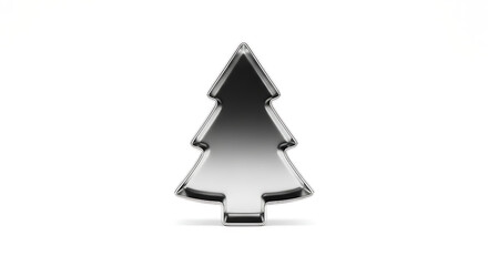 Shiny Silver Christmas Tree Cookie Cutter Isolated