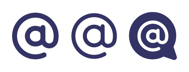at symbol, email, internet, communication, message, notification, online, contact, social media, network, digital, icon, symbol, graphic, vector, illustration, design, dark blue, round, speech bubble,