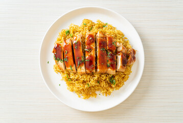 grilled sweet and chilli chicken with curry rice