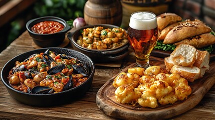 Tapas and Beer Still Life.