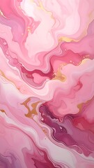 Abstract, flowing artwork showcasing a marbled effect with shades of pink and gold. The design evokes elegance and fluidity, offering a soft, ethereal feel