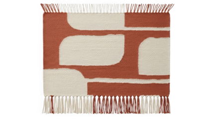 Abstract woven textile with organic shapes isolated on transparent background