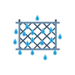 of water drops falling through a mesh grid.