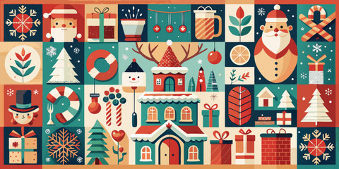 Vintage vector seamless Christmas tree pattern for textile and wallpaper design