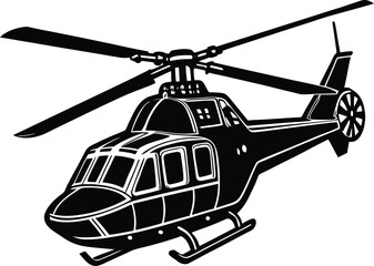 Set of black helicopter  silhouettes vector illustrations isolated on white background