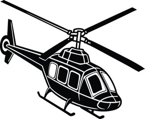 Set of black helicopter  silhouettes vector illustrations isolated on white background